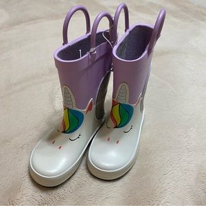 Cat & Jack Purple Unicorn Pull-on Girls Toddler Rain Boots Size 6